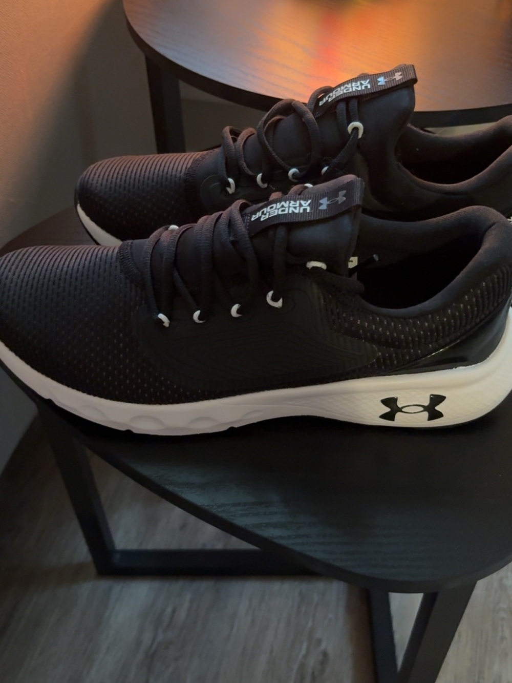 Under Armour Men’s Black and White Athletic Running Shoes